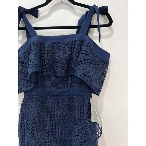 NWT Chelsea28 Size XS Tie Strap Lace Mix Dress Navy Sapphire MSRP $159 - Picture 7 of 14